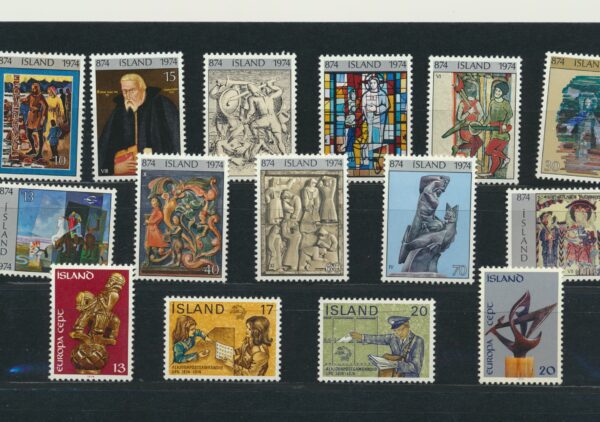 Iceland NH / UM Mint yearset.  1974. All stamps and blocks.