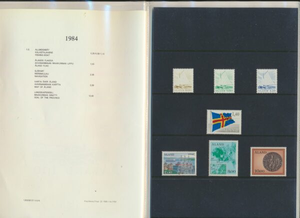 Aland Islands  UM / NH Mint yearset 1984.   All stamps, Blocks and Booklets.
