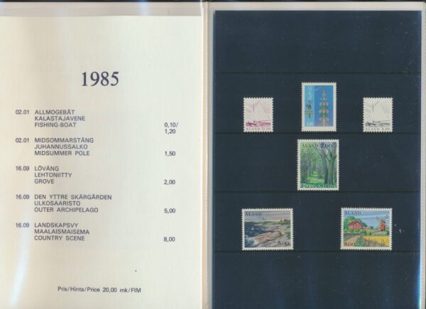 Aland Islands  UM / NH Mint yearset 1985.   All stamps, Blocks and Booklets.