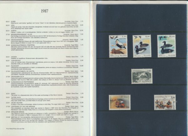 Aland Islands  UM / NH Mint yearset 1987.   All stamps, Blocks and Booklets.