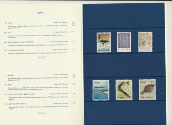 Aland Islands  UM / NH Mint yearset 1990.   All stamps, Blocks and Booklets.