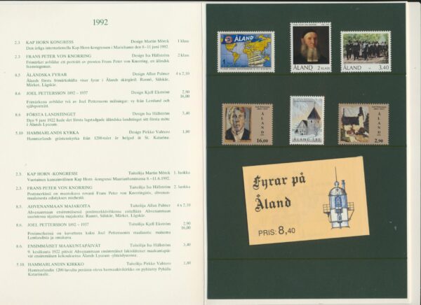 Aland Islands  UM / NH Mint yearset 1992.   All stamps, Blocks and Booklets.