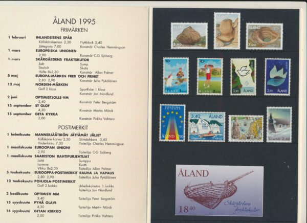 Aland Islands  UM / NH Mint yearset 1995.   All stamps, Blocks and Booklets.