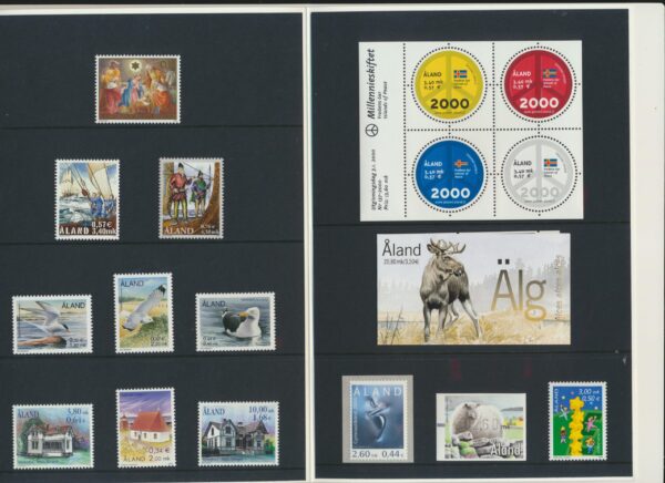 Aland Islands  UM / NH Mint yearset  2000.   All stamps, Blocks and Booklets.
