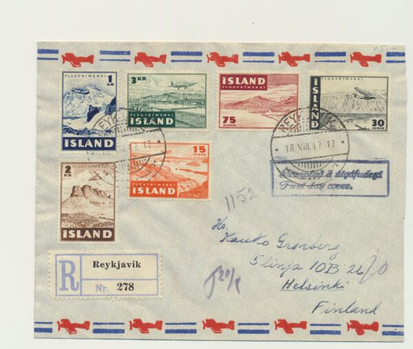 Iceland  FDC  18/ 8 1947.