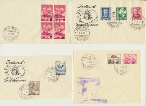 Iceland  FDC  all   From 1954 and 1955