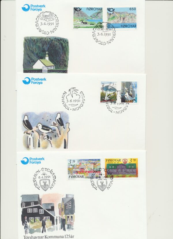 The Faroes  FDC year  of 1991. All issues. - Image 2