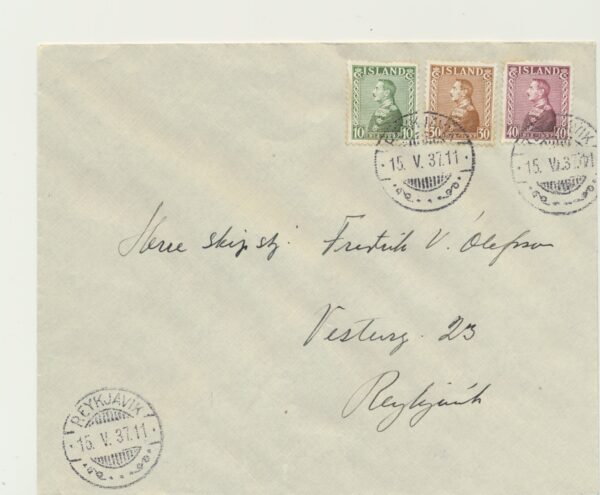 Iceland FDC  15/ 5  1937. King Christian 10.