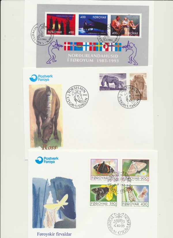 The Faroes  FDCs from 1993 all items.