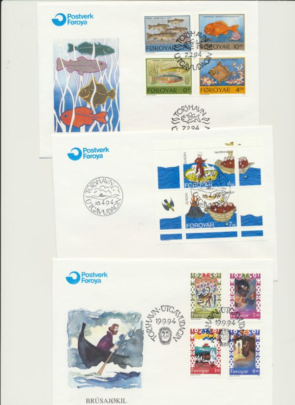 The Faroes  FDCs from 1994 all items.