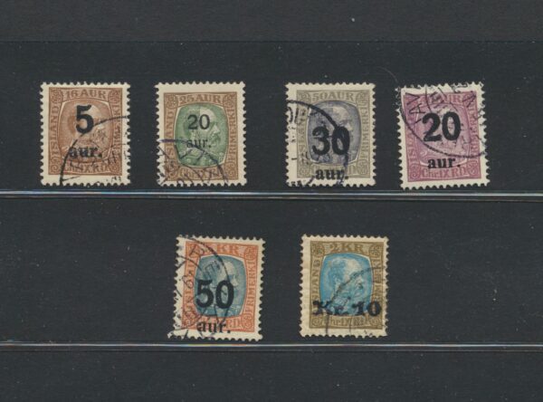Surcharges of Christian 9th, from  1921-1929.  Full Fine used  set.