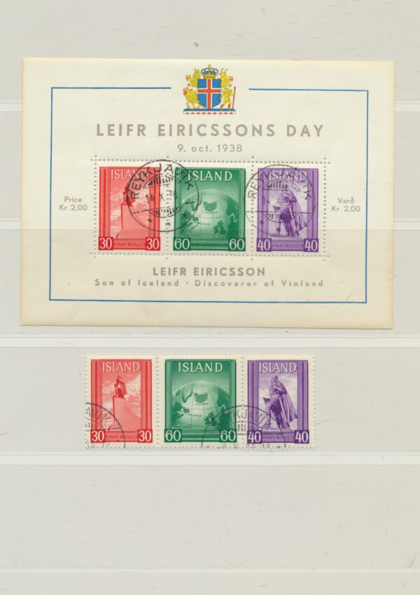 Christian 10th. Silver King Jubilee Block, And Leifur Eiriksson, all Fine used. From 1937 and 1938 - Image 2