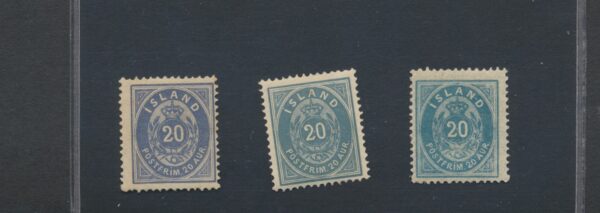 Aur Values Perf. 14 x 13.5   20 aur Blue   NH Mint. Very fine.  1876-1901