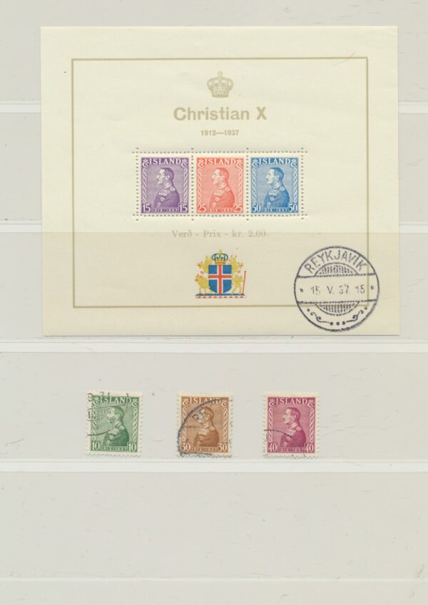 Christian 10th. Silver King Jubilee Block, And Leifur Eiriksson, all Fine used. From 1937 and 1938