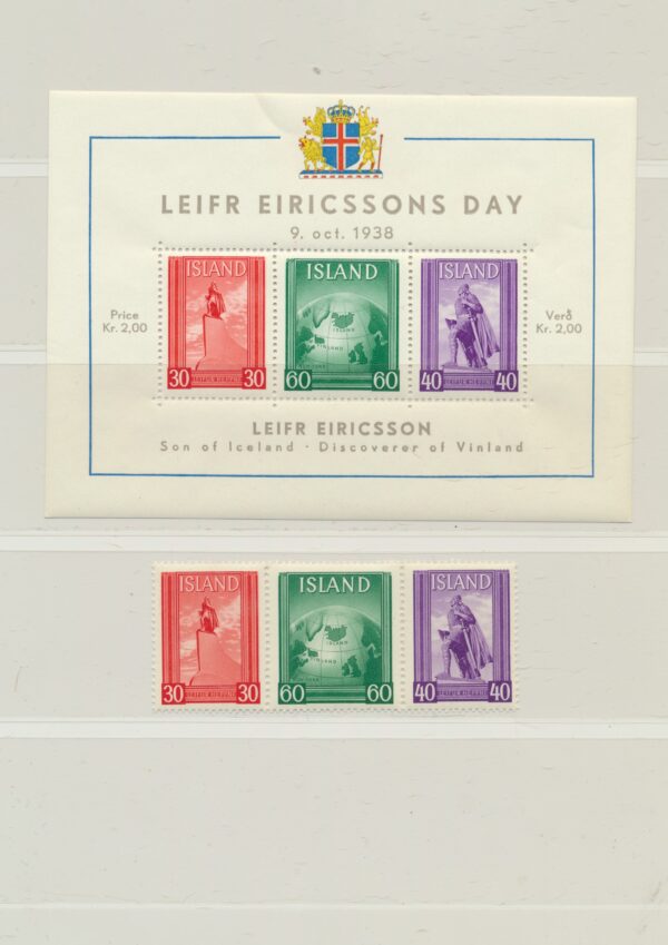 King Christian 10th.  Silver Jubilee Block, And Leifur Eiriksson, all NH Mint. - Image 2