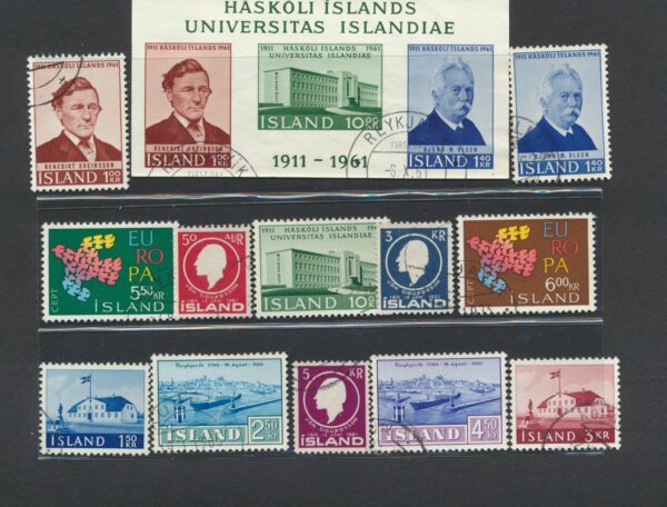 Iceland fine used 1961 stamps Yearset, all stamps and blocks issued.