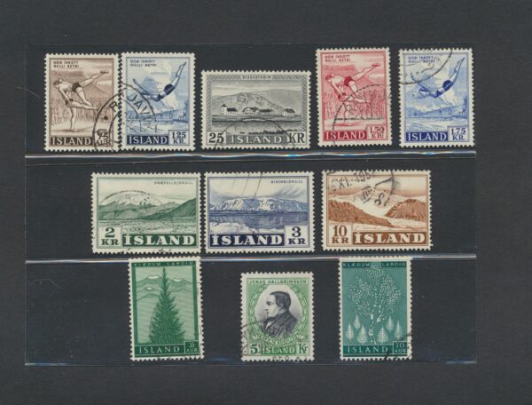 Iceland fine used 1955 + 1957 stamps Yearset, all stamps and blocks issued.