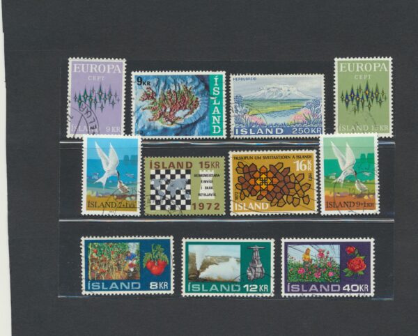 Iceland fine used 1972 stamps Yearset, all stamps and blocks issued.
