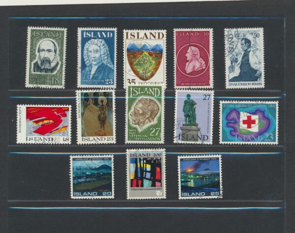 Iceland fine used 1975 stamps Yearset, all stamps and blocks issued.