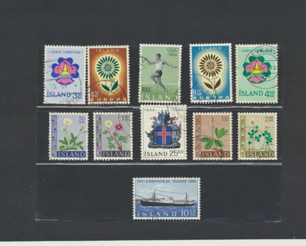 Iceland fine used 1964 stamps Yearset, all stamps and blocks issued.