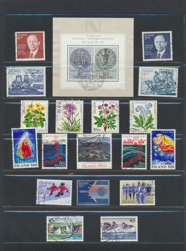 Iceland fine used 1983 stamps Yearset, all stamps and blocks issued.