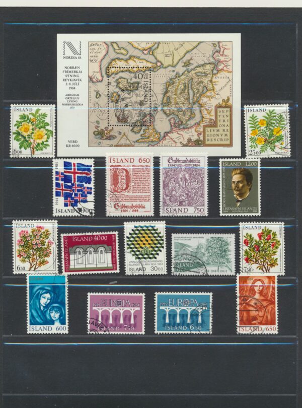 Iceland fine used 1984 stamps Yearset, all stamps and blocks issued.