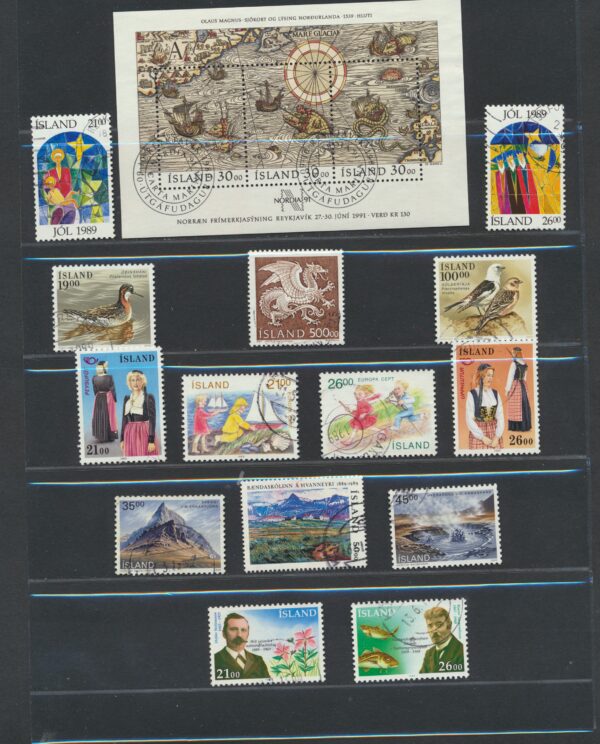 Iceland fine used 1989 stamps Yearset, all stamps and blocks issued.