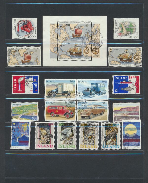 Iceland fine used 1992 stamps Yearset, all stamps and blocks issued.
