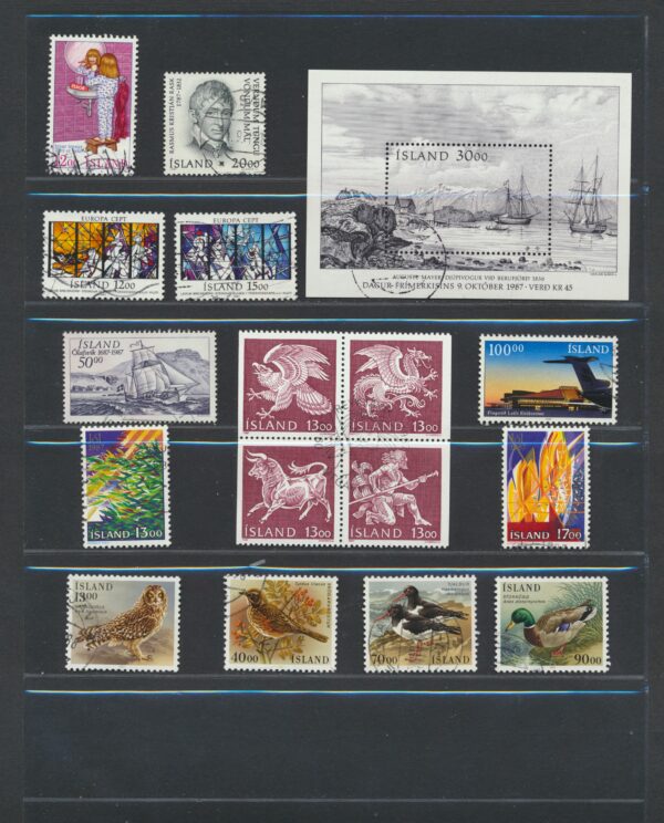 Iceland fine used 1987 stamps Yearset, all stamps and blocks issued.