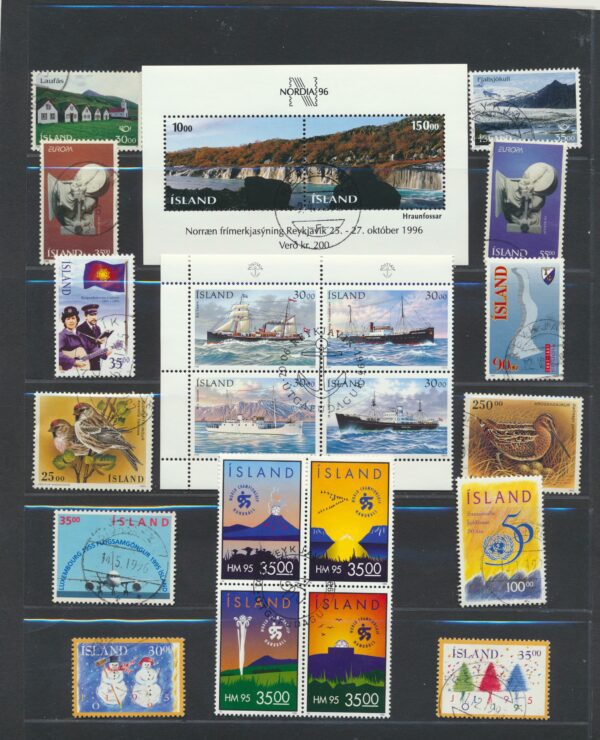 Iceland fine used 1995 stamps Yearset, all stamps and blocks issued.