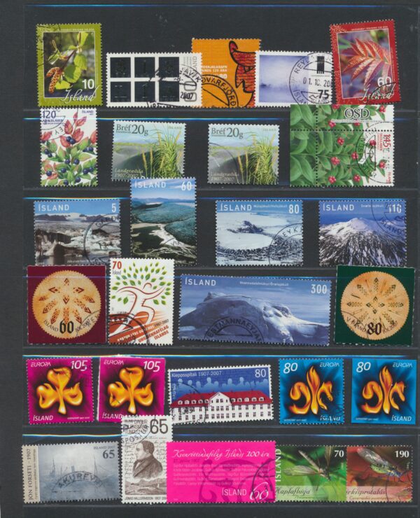 Iceland fine used 2007  stamps Yearset, all stamps and blocks issued.