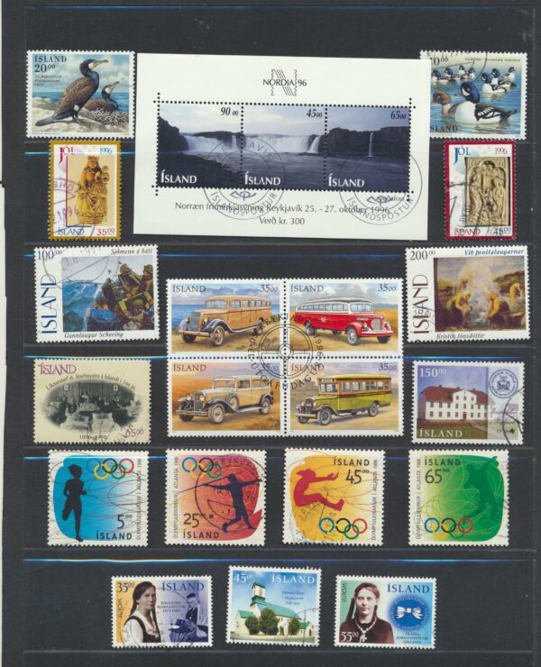 Iceland fine used 1996 stamps Yearset, all stamps and blocks issued.
