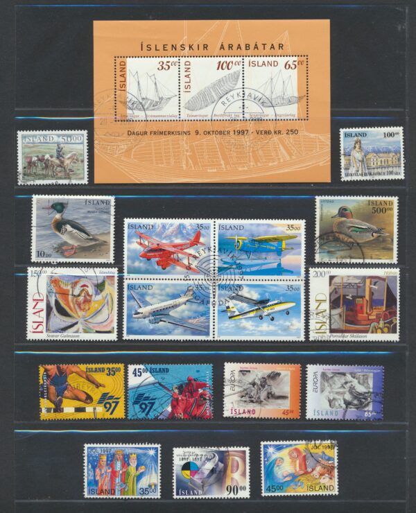 Iceland fine used 1997 stamps Yearset, all stamps and blocks issued.