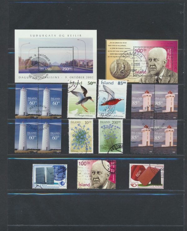 Iceland fine used 2002  stamps Yearset, all stamps and blocks issued.
