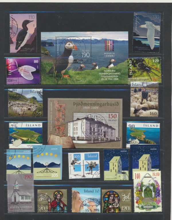Iceland fine used 2009  stamps Yearset, all stamps and blocks issued.