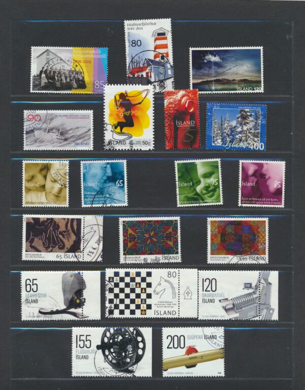 Iceland fine used 2008  stamps Yearset, all stamps and blocks issued.