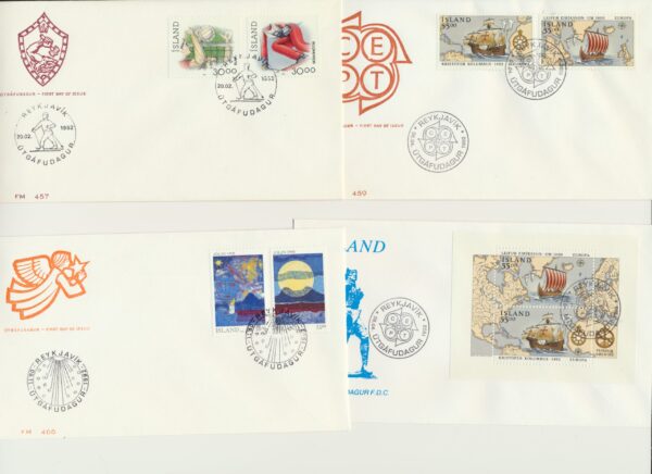 Iceland FDC  all issued  1992.