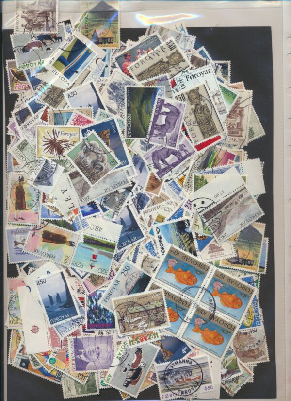 The Faroes Ca. 50 Grams of Fine used stamps. Old and new. Singles and in Blocks.