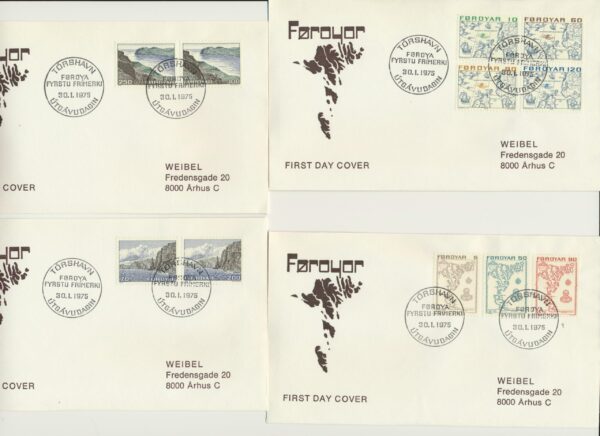 The Faroes All FDC issued at year of  1975.