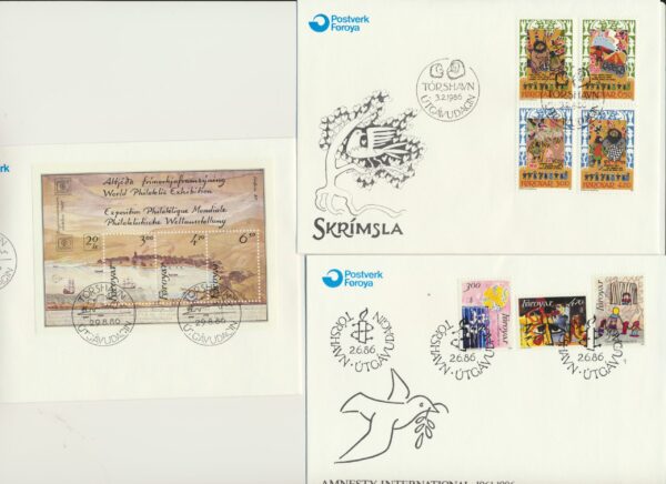The Faroes All FDC issued at year of 1986.