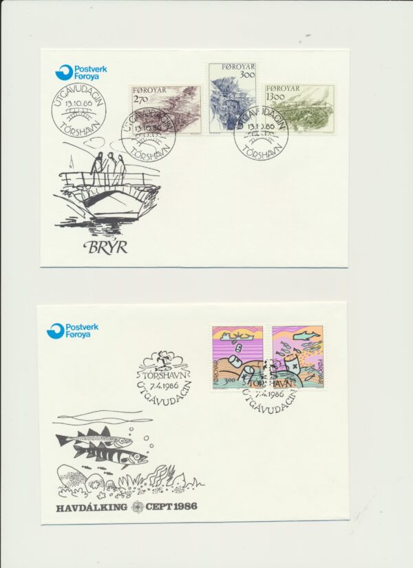The Faroes All FDC issued at year of 1986. - Image 2