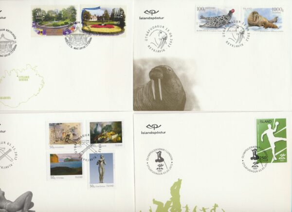 Iceland all FDCs issued in year of 2012.