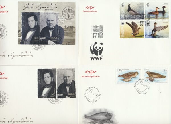 Iceland all FDCs issued in year of 2011.