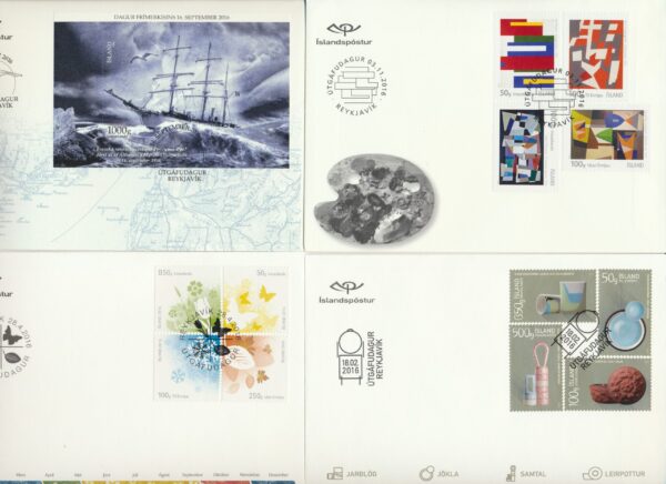 Iceland all FDCs issued in year of 2016.