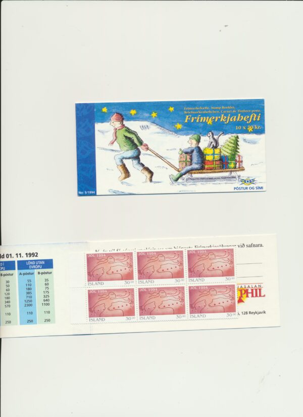 Iceland-booklet-issued-1994-Nh-Mint. Facit H-23
