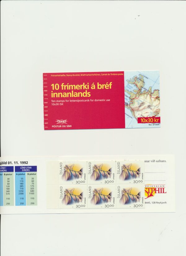 iceland-booklet-issued-1994-Nh-Mint. Facit H-20