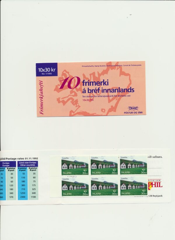 Iceland-booklet-issued-1995-Nh-Mint. Facit H-25