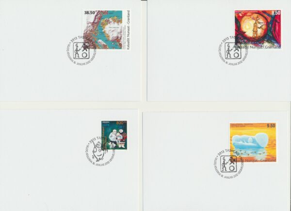 Greenland FDCs  issued 2012 on FDC cards. no Blocks.