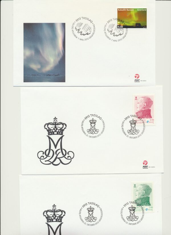 Greenland FDCs  issued 2012 on FDC covers. no Blocks. - Image 6