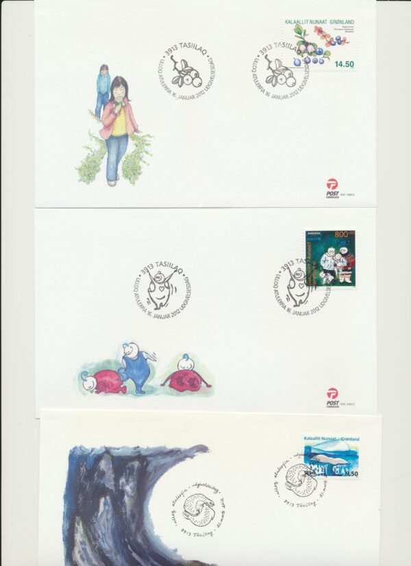 Greenland FDCs  issued 2012 on FDC covers. no Blocks. - Image 3